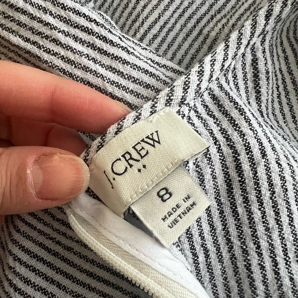 J.CREW Linen-Blend Striped Shift Mini Dress Black & White Sz 8 - Picture 4 of 5